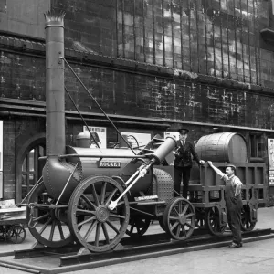 George Stephenson's Rocket Replica Print, Carlisle 1958 George Stephenson's Rocket Replica Print, Carlisle 1958