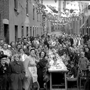 Residents of Catherine Mead Street, Bedminster, Bristol, celebrate the Coronation in 1953