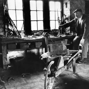 Retired blacksmith Tom Armstrong looks over the empty smithy at Matfen wondering if