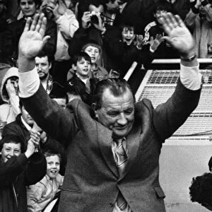 Retiring Liverpool manager Bob Paisley acknowledges the applause of the fans at Anfield