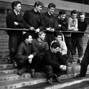 Rev John Jackson Leeds United chaplain 1962 has a chat with the young Leeds juniors