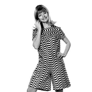 Reveille Fashion 1967: Uschi Bernell. All in one stripy shorts and top