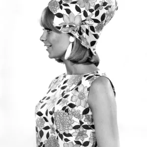 Reveille Fashions 1966: Marilyn Rickard modelling matching summer dress and hat