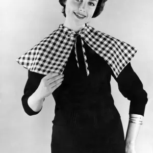 Reveille Fashions Print: Mannequin in Gingham Collar and Scarf, April 1959