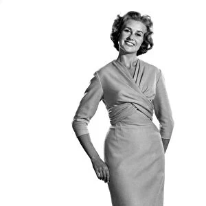 Reveille Fashions. Rosemary Stewart modelling cocktail dress. November 1959 P006977