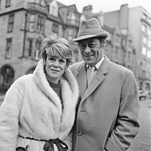 Rex Harrison (actor) and his wife Rachel Roberts, pictured outside The Connaught Hotel
