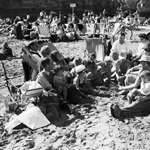 Rhondda miners on holiday in Barry Island, Vale of Glamorgan, Wales. 5th August 1951