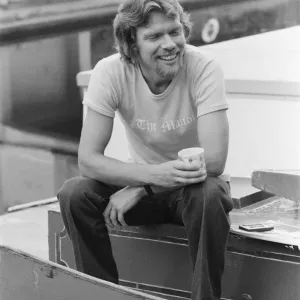 Richard Branson, 28 year old mastermind behind Virgin Music company. Relaxing on his boat Richard Branson, 28 year old mastermind behind Virgin Music company. Relaxing on his boat