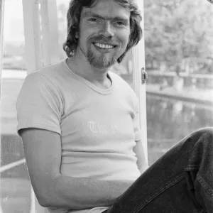 Richard Branson, 28 year old mastermind behind Virgin Music company. Relaxing on his boat Richard Branson, 28 year old mastermind behind Virgin Music company. Relaxing on his boat