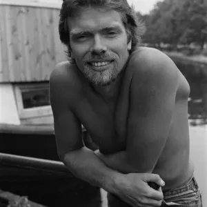Richard Branson aboard his houseboat / office at Maida Vale, London. 31st July 1982 Richard Branson aboard his houseboat / office at Maida Vale, London. 31st July 1982