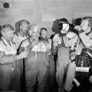 Richard Branson and other members of the crew from The Virgin Atlantic Challenger which Richard Branson and other members of the crew from The Virgin Atlantic Challenger which