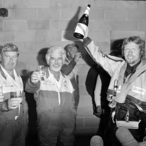 Richard Branson and other members of the crew from The Virgin Atlantic Challenger which Richard Branson and other members of the crew from The Virgin Atlantic Challenger which