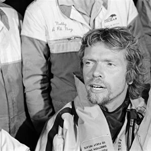 Richard Branson pictured after being rescued from The Virgin Atlantic Challenger