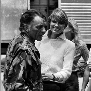 Richard Burton actor with his wife Suzy Burton on the set of the film Wild Geese
