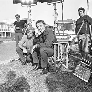 Richard Burton between takes during location filming of "The Villain"