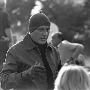 Richard Burton between takes during location filming of The Villain Richard Burton between takes during location filming of The Villain