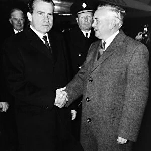 Richard Nixon American President with Harold Wilson February 1969
