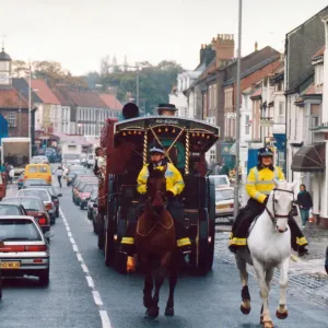 The Riding of the Fair - Yarm High Street. The annual procession hauled by a The Riding of the Fair - Yarm High Street. The annual procession hauled by a