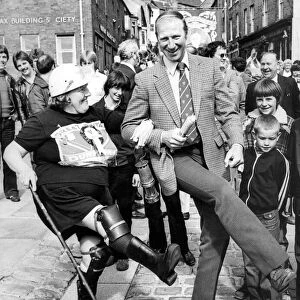 A right foot shuffle from jack Charlton with 62 year old Louisa Ramshaw the the Horden