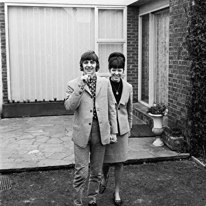 Ringo Starr 12th February 1965 and Wife Maureen Starr At their Home