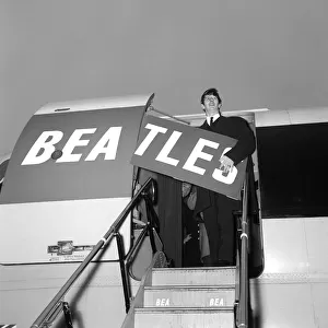 Ringo Starr boarding a BEA vanguard aircraft, on his way to Paris to join the rest of