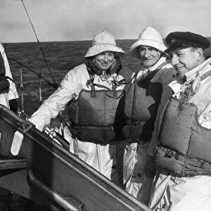 RNLI Lifeboatmen at sea. 14th February 1954