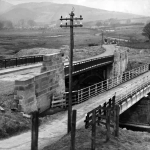 The road improvement scheme near Alwinton, which shows the new bridge alongside the old