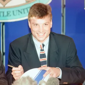 Rob Andrew signs for Newcastle Gosforth Rugby Club, news press conference at St James Rob Andrew signs for Newcastle Gosforth Rugby Club, news press conference at St James