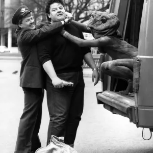 Robbie Coltrane on George Square, Glasgow 11th April 1986 Print