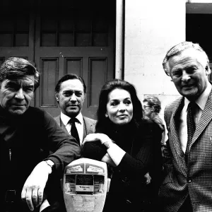 Robert Beatty, Richard Todd, Barbara Shelley and Derek Bond who are appearing in the play