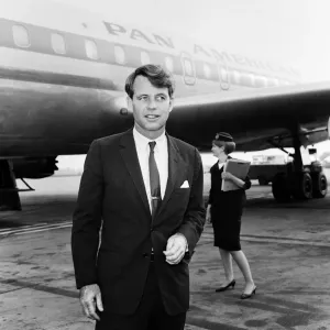Robert Kennedy at London airport after he flew in from New York. 2nd June 1966 Robert Kennedy at London airport after he flew in from New York. 2nd June 1966