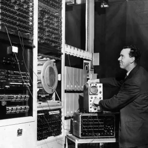 GRACE Robot Operator at Liverpool Trunk Exchange Print 1962 GRACE Robot Operator at Liverpool Trunk Exchange Print 1962
