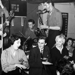 The Rock and Roll restaurant. People Hand Jive in front of the band. 27th November 1956 The Rock and Roll restaurant. People Hand Jive in front of the band. 27th November 1956