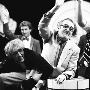 Rod Hulll and Emu seen here with Jim Bowen during a cheque presentation to the NSPCC
