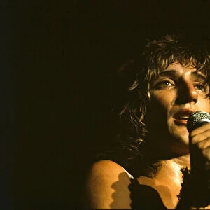 Rod Stewart in Concert, circa 1979. Bright light Rock Star Pop Star