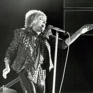Rod Stewart performing on stage during a concert at the NEC. 17th December, 1978 Rod Stewart performing on stage during a concert at the NEC. 17th December, 1978