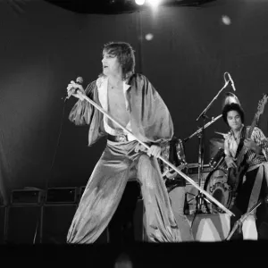 Rod Stewart performing on stage in Helsinki, Finland, during his European Tour 1976 Rod Stewart performing on stage in Helsinki, Finland, during his European Tour 1976