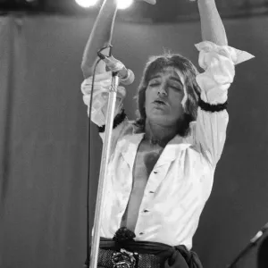 Rod Stewart performing on stage in Helsinki, Finland, during his European Tour 1976 Rod Stewart performing on stage in Helsinki, Finland, during his European Tour 1976