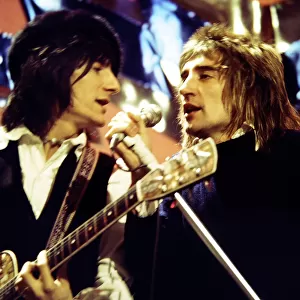Rod Stewart and Ronnie Wood - The Faces seen here during rehearsals for the BBC