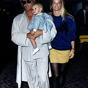 Rod Stewart singer with Kelly Emberg and baby