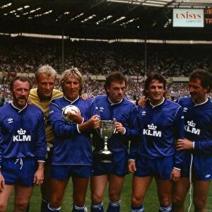 Rod Stewart singer with Scotland footballers June 1988