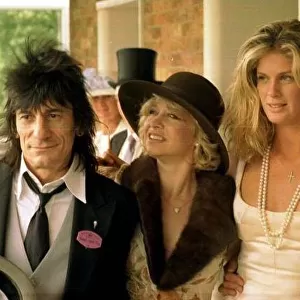 Rod Stewart with wife Rachel Hunter, Ronnie Wood and wife Jo at Ascot