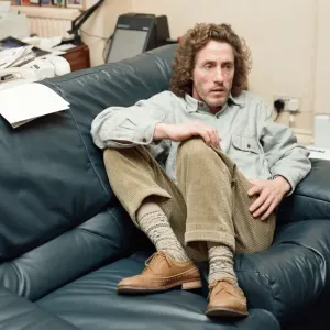 Roger Daltrey, lead singer of British rock group The Who, pictured in his London office