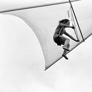 Roger Daltrey, lead singer of The Who rock group, learning to fly a hang glider for