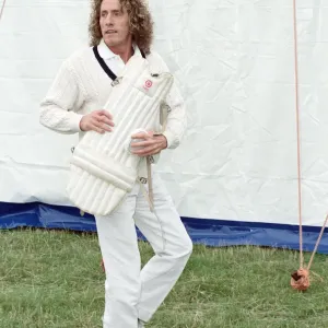 Roger Daltrey, lead singer of The Who rock group, in action during a charity cricket Roger Daltrey, lead singer of The Who rock group, in action during a charity cricket