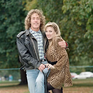 Roger Daltrey, singer of British rock group The Who, pictured with actress Lynsey de Paul