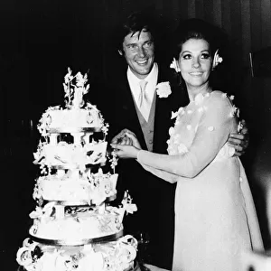 Roger Moore Actor with wife Luisa on their wedding day