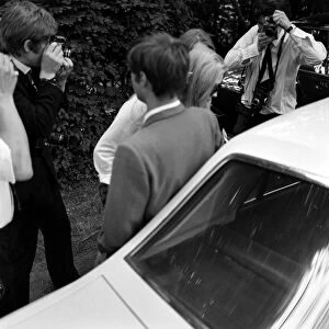 Rolling Stones: Brian Jones death. July 1969 blonde, Anna Wohlin leaving Cotchford Farm
