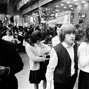 The Rolling Stones on Broadway. Brian Jones and Bill Wyman signing autographs