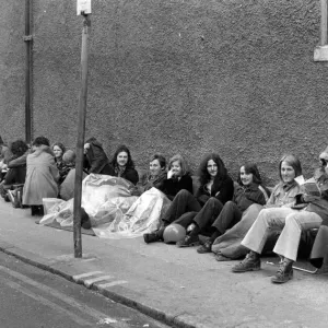 Rolling Stones fans queue for tickets outside the Apollo Centre, Glasgow, Scotland